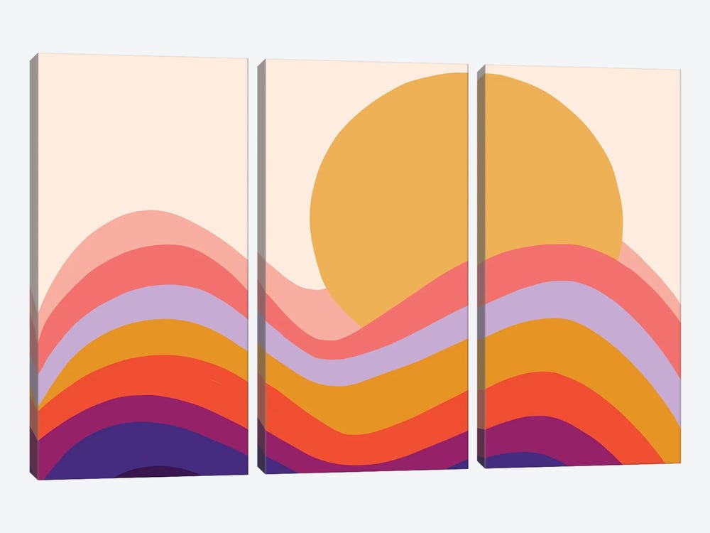 Retro Waves II by Dominique Vari 3-piece Canvas Print