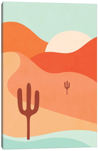 Desert Sunrise Canvas Art Print - Minimalist Bathroom Art