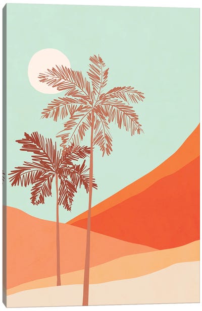 Palm Duo Canvas Art Print - Minimalist Office