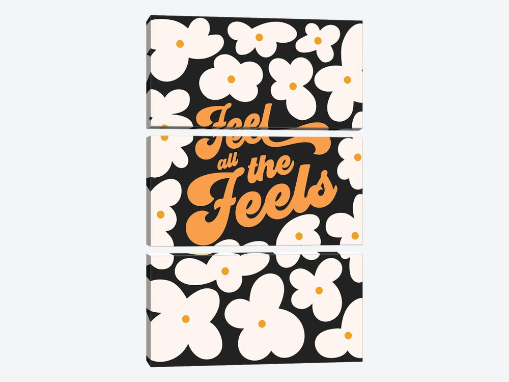 Feel All The Feels Retro Floral by Dominique Vari 3-piece Art Print