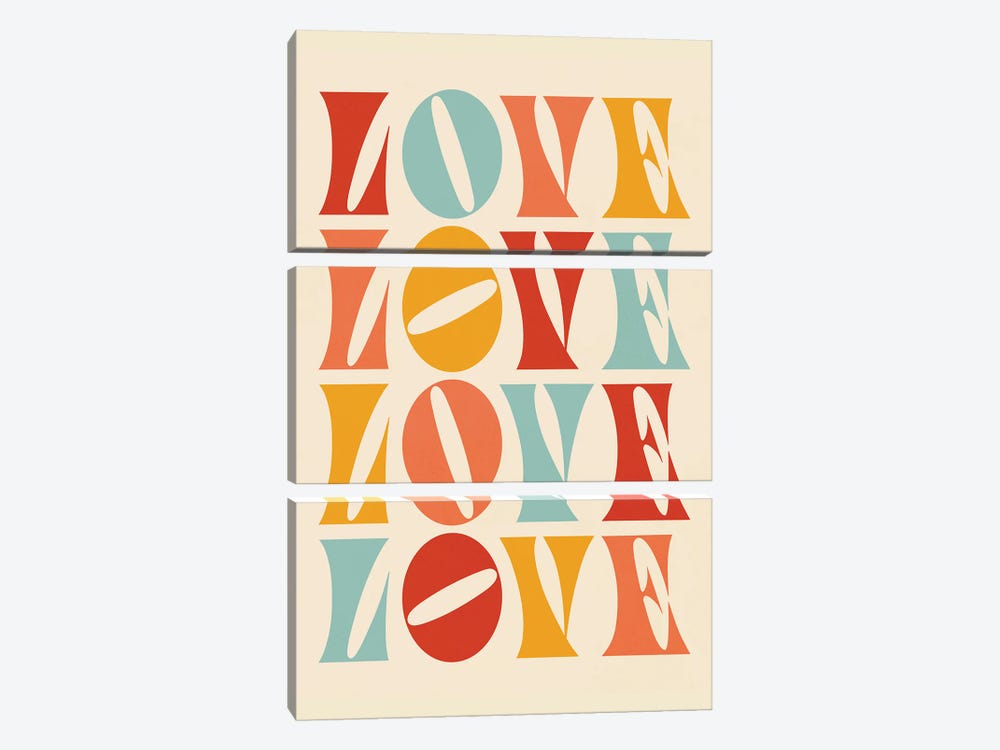 Love Love Love 3-piece Canvas Print