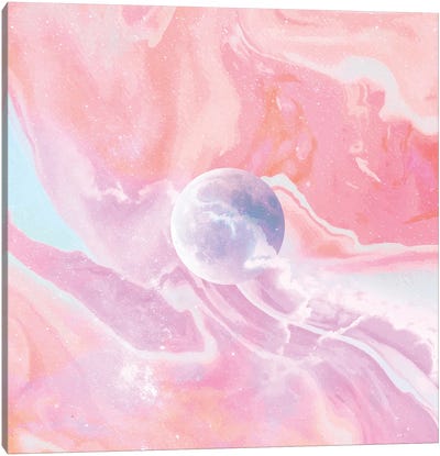 Marble Moon Peach & Pink Canvas Art Print - Dominique Vari