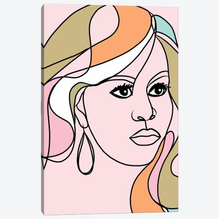 Michelle Portrait You First Pink & Green Canvas Print #DVR60} by Dominique Vari Canvas Wall Art