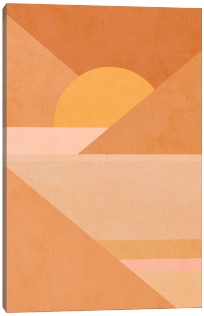 Midmod Geo II Earthy Sunset Canvas Art Print - Adobe Abstracts