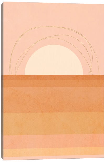 Midmod Geo III Pastel Sunset & Gold Canvas Art Print - '70s Sunsets