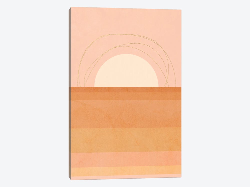 Midmod Geo III Pastel Sunset & Gold by Dominique Vari 1-piece Canvas Wall Art