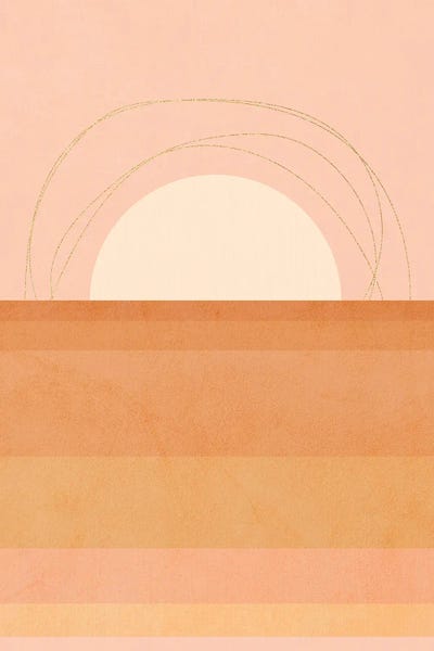 The Seventies: Midmod Geo III Pastel Sunset & Gold by Dominique Vari