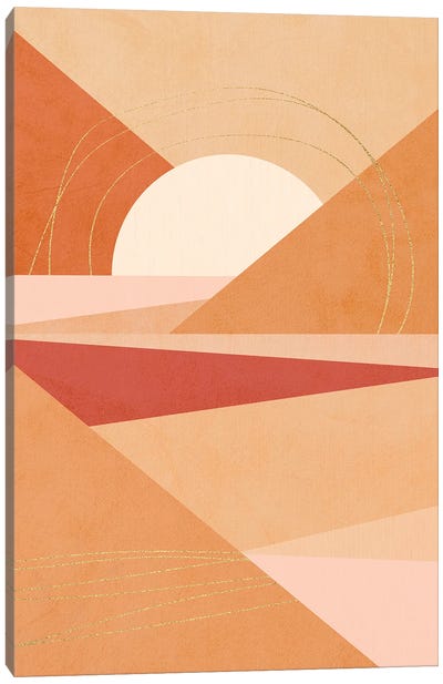 Midmod Geo IV Earthy Sunrise Canvas Art Print - '70s Sunsets