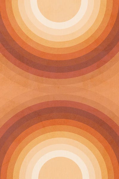 Abstract Shapes & Patterns: Midmod Geo VII Terracotta Double Rainbows by Dominique Vari