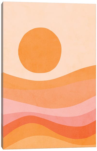 Midmod Golden Summer Sunset Canvas Art Print - '70s Sunsets