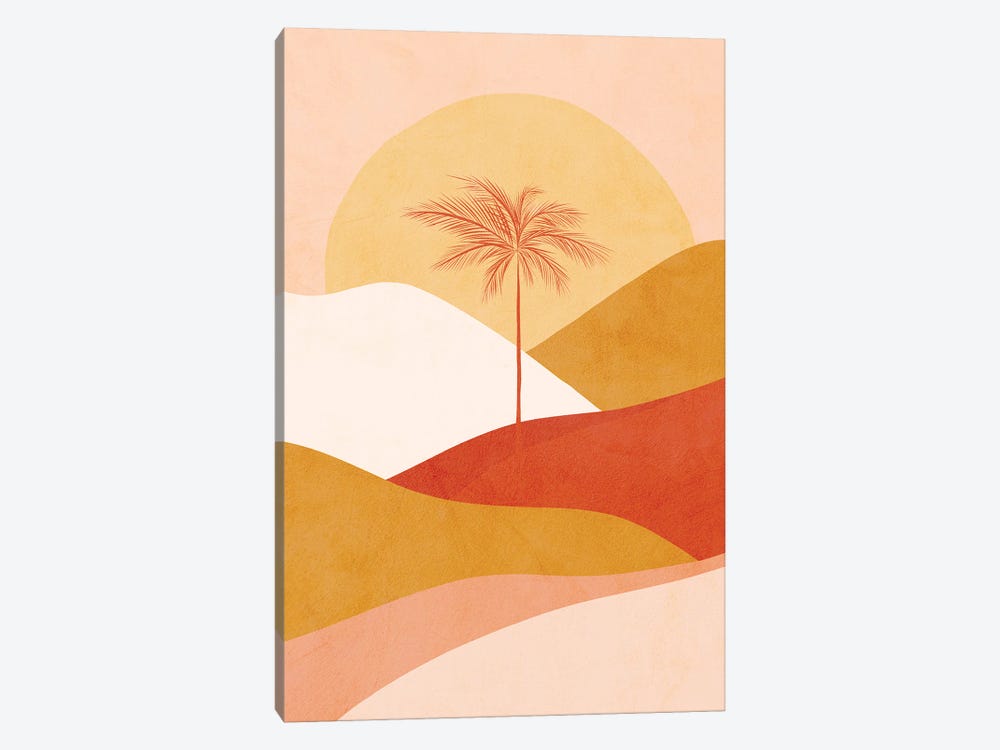 Midmod Tropical Palm Sunset 1 Peach 1-piece Art Print