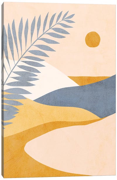 Midmod Tropical Summer II Blue Canvas Art Print - '70s Sunsets
