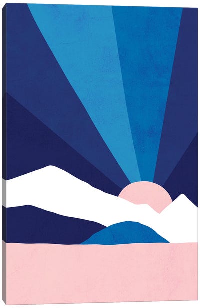Mm Classic Blue Rainbow Landscape Canvas Art Print - '70s Sunsets