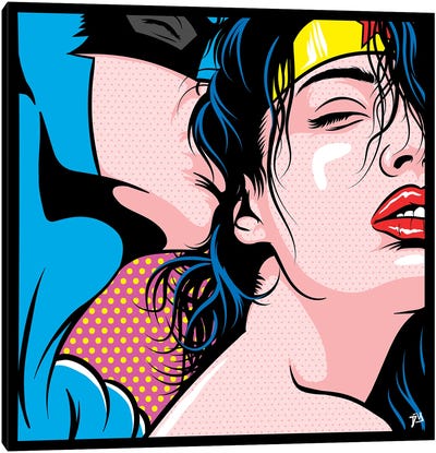 Heroes Love V Canvas Art Print - Wonder Woman