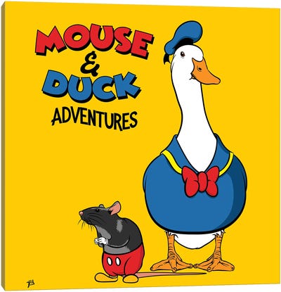 Mouse And Duck Adventures Canvas Art Print - Saturday Morning Cartoons
