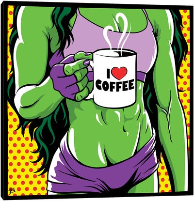 She Hulk Coffee Canvas Art Print - Superhero Art