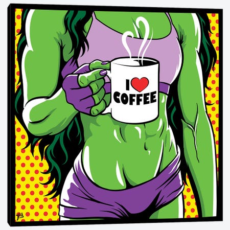 She Hulk Coffee Canvas Print #DVV43} by Davi Alves Canvas Art