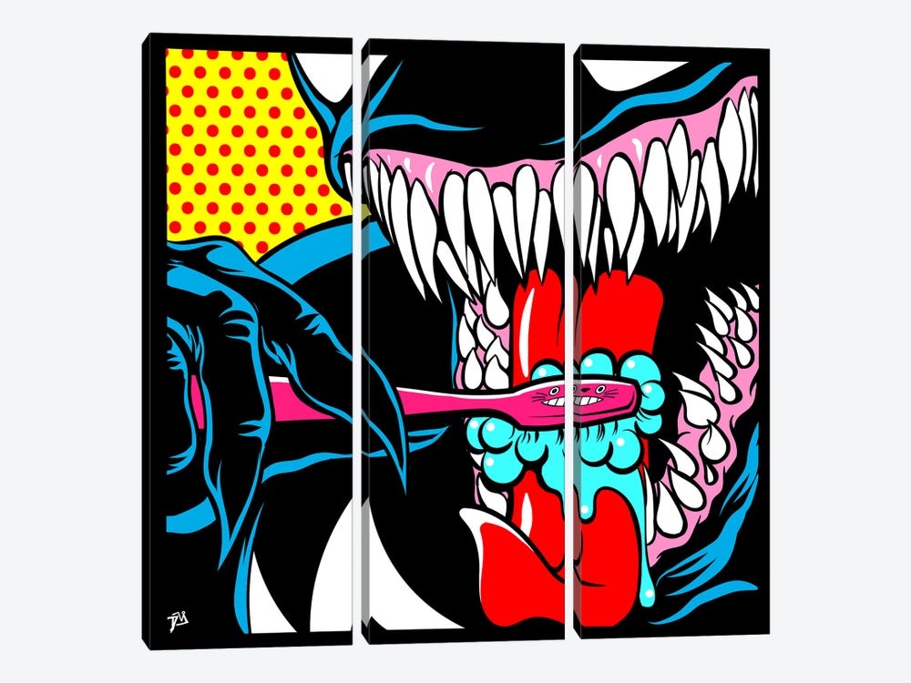 A Big and Clean Mouth I by Davi Alves 3-piece Canvas Wall Art