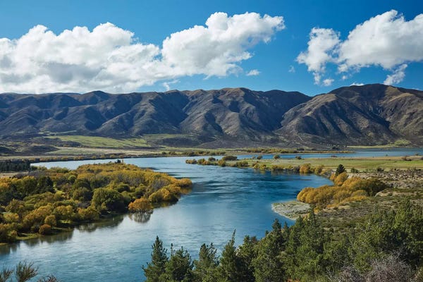 David Wall: Fisherman's Bend, Waitaki Valley, North Otago, South Island, New Zealand II by David Wall