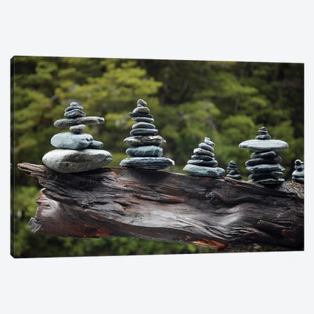Rock stacks made by tourists by Fantail Falls, Haast Pass, Mt. Aspiring NP, New Zealand Canvas Print #DWA28} by David Wall Canvas Artwork