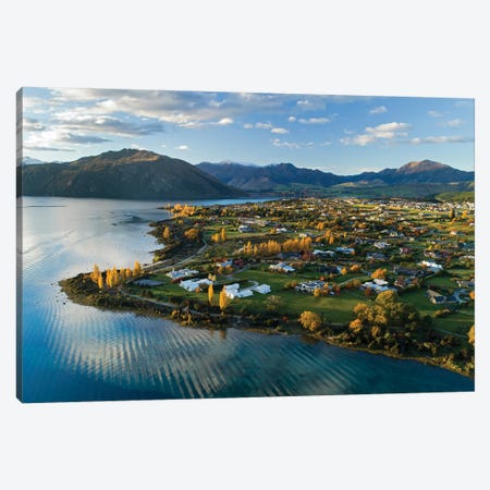 Wanaka and Lake Wanaka in autumn, Otago, South Island, New Zealand Canvas Print #DWA35} by David Wall Canvas Art