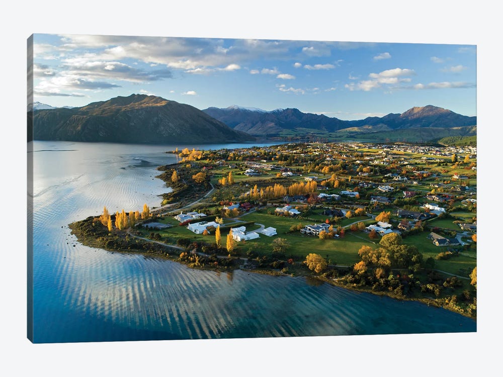 Wanaka and Lake Wanaka in autumn, Otago, South Island, New Zealand by David Wall 1-piece Canvas Wall Art