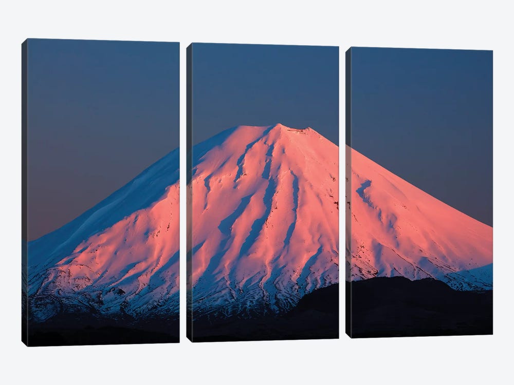 Alpenglow On Mt. Ngauruhoe At Dawn, Tongariro National Park, Central Plateau, North Island, New Zealand by David Wall 3-piece Canvas Art Print
