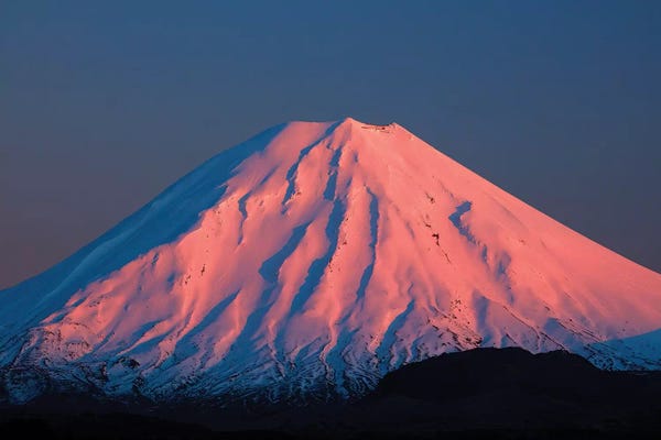 David Wall: Alpenglow On Mt. Ngauruhoe At Dawn, Tongariro National Park, Central Plateau, North Island, New Zealand by David Wall