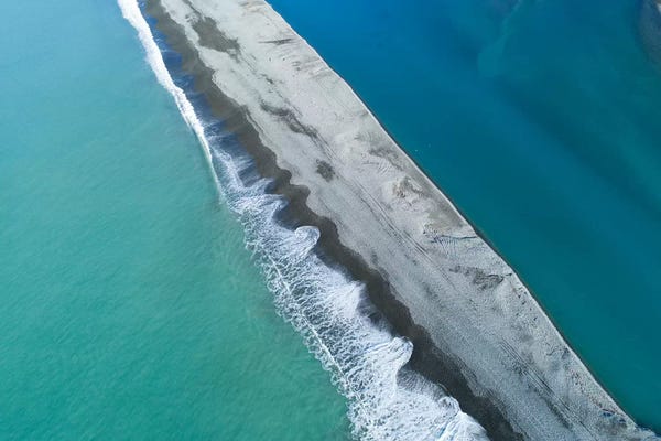 David Wall: Gravel Bar At Mouth Of Rakaia River, Mid Canterbury, South Island, New Zealand by David Wall