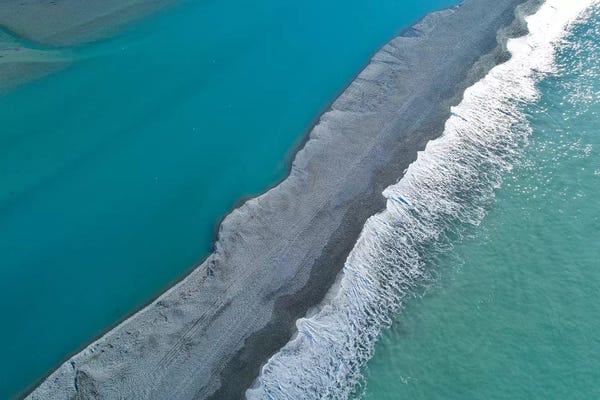 Gravel Bar At Mouth Of Rakaia River, Mid Canterbury, South Island, New Zealand