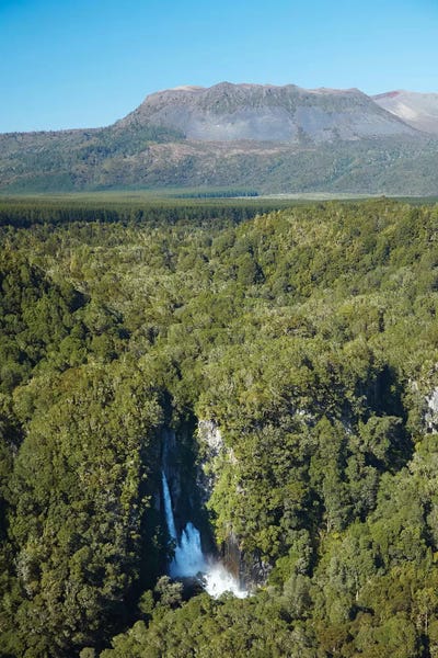 New Zealand: Tarawera Falls On Tarawera River, And Mount Tarawera Volcano, Near Rotorua, North Island, New Zealand by David Wall