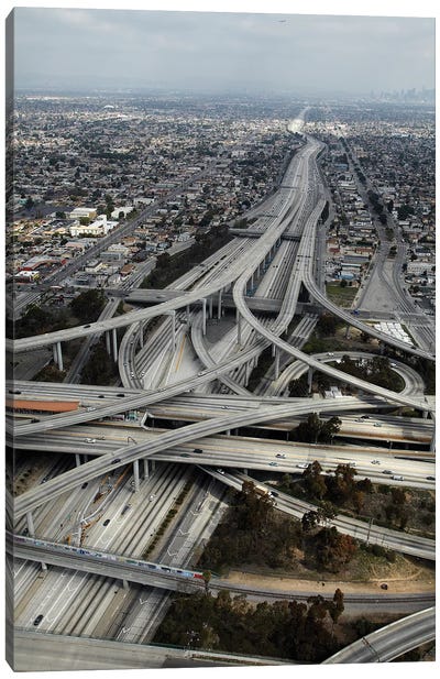 Aerial View I, Judge Harry Pregerson Interchange, South Los Angeles, California, USA Canvas Art Print