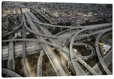 Aerial View II, Judge Harry Pregerson Interchange, South Los Angeles, California, USA Canvas Art Print - Los Angeles Art
