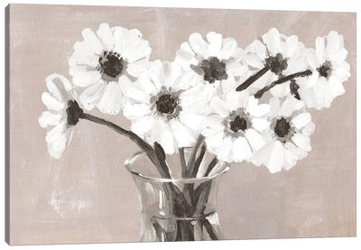 Greige Floral Canvas Art Print