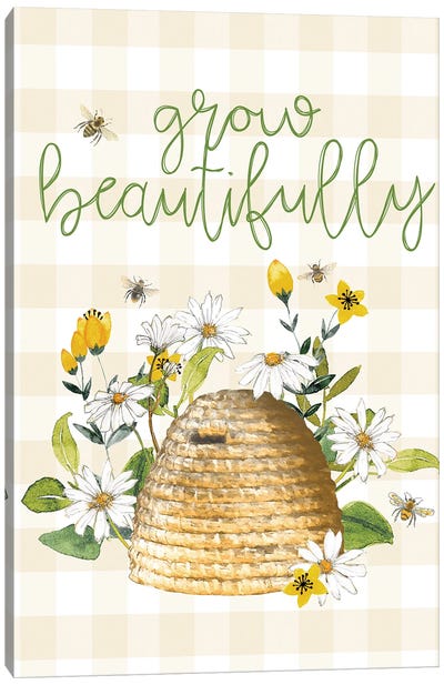 Grow Beautifully Beehive Canvas Art Print
