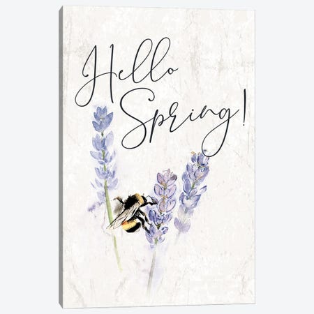 Hello Spring Bee Canvas Print #DWD23} by Dogwood Portfolio Canvas Print