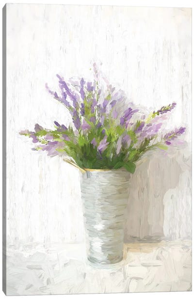 Lavender On White Canvas Art Print - Botanical Still Life