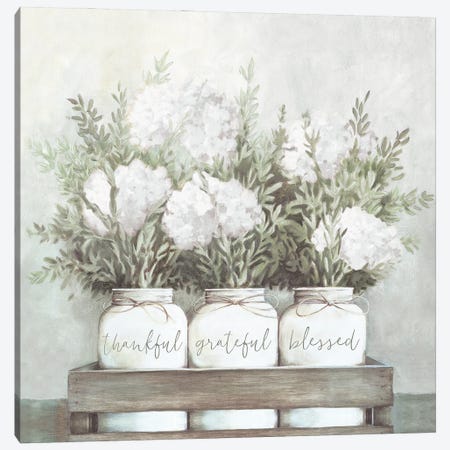White Flower Jars Canvas Print #DWD49} by Dogwood Portfolio Art Print