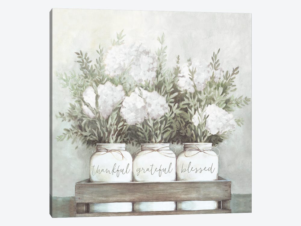 White Flower Jars by Dogwood Portfolio 1-piece Canvas Print