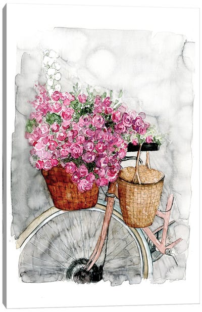 Bicycle In Spring Canvas Art Print