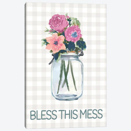 Bless This Mess Flowers Canvas Print #DWD7} by Dogwood Portfolio Canvas Artwork