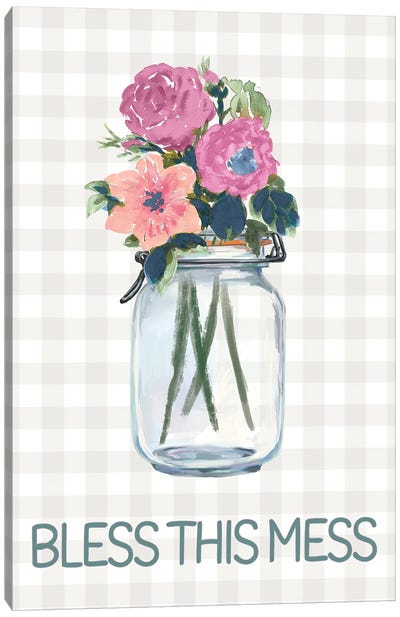 Bless This Mess Flowers Canvas Art Print