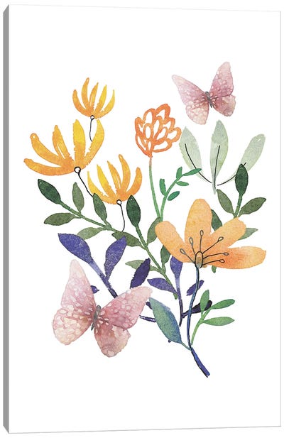 Butterflies And Flowers Canvas Art Print