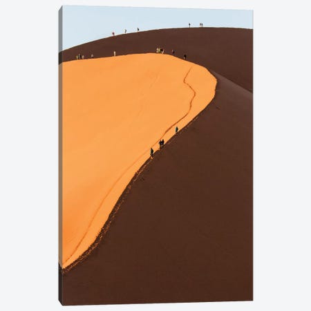 Africa, Namib Desert. Hikers climbing the red sand dune in Namibia. Canvas Print #DWI2} by Deborah Winchester Canvas Art