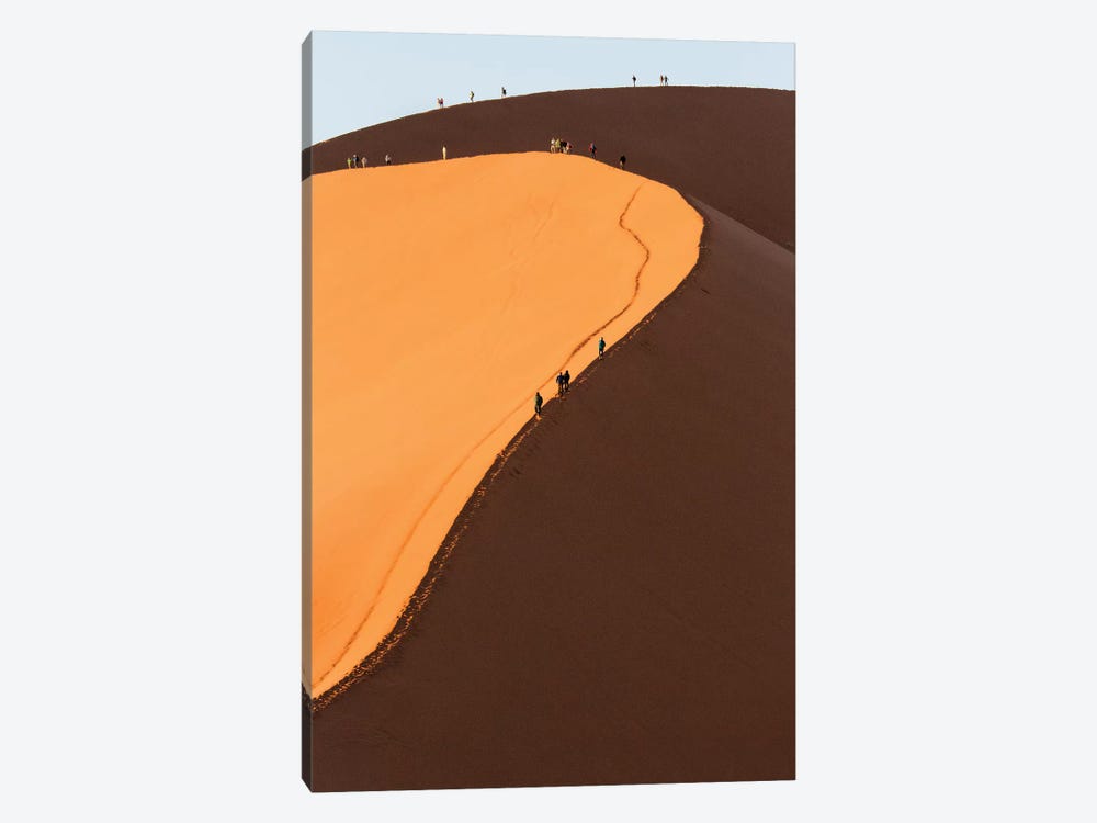 Africa, Namib Desert. Hikers climbing the red sand dune in Namibia. by Deborah Winchester 1-piece Canvas Wall Art