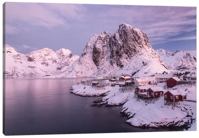 Lofoten Islands, Moskenesoya, Sakrisoy, Norway. Canvas Art Print