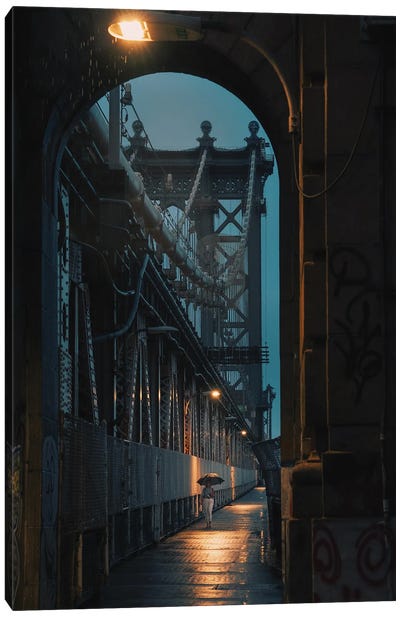 Lonely Walk On The Manhattan Bridge Canvas Art Print