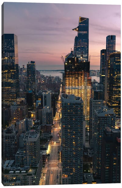 Cotton Candy Skies In Nyc Canvas Art Print - Dylan Walker