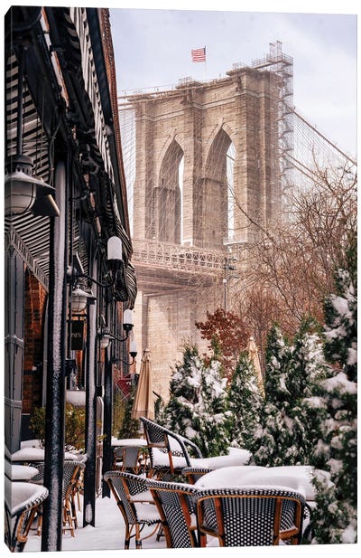 Snow Days Under The Brooklyn Bridge Canvas Art Print