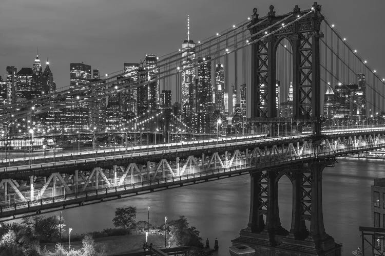 Manhattan Bridge In Black And White